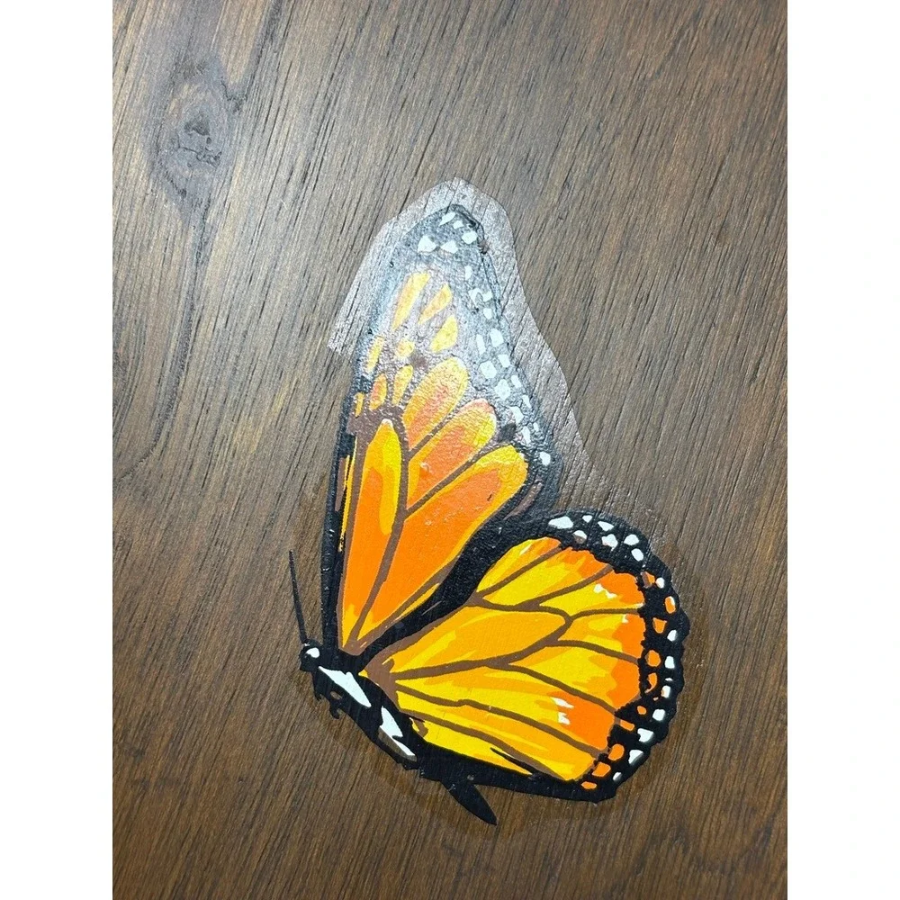 Vintage Wooden Wall Mount Steak Knife Holder Monarch Butterfly Rustic Kitchen